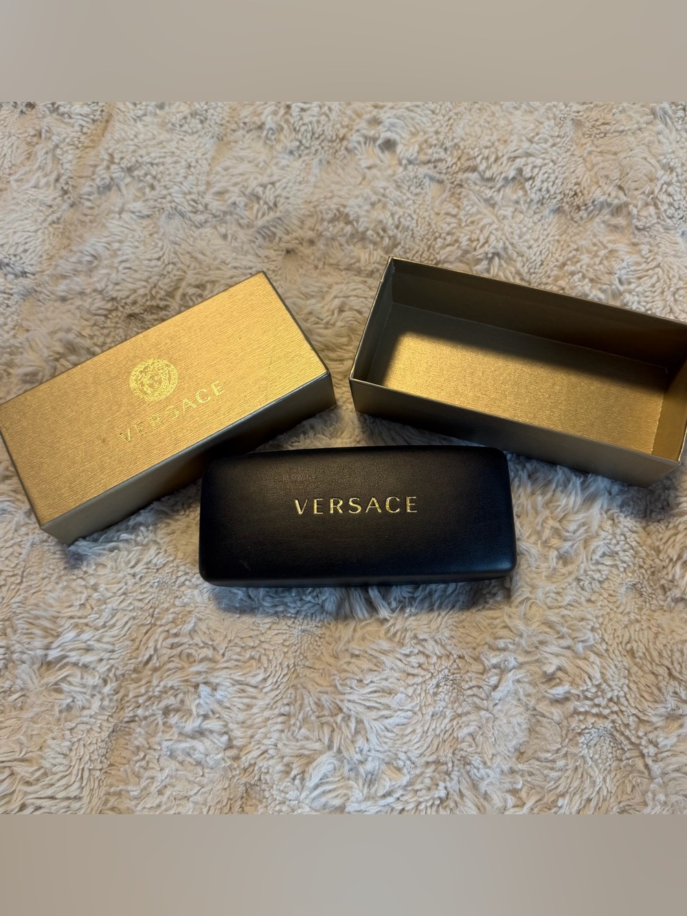 Versace Black and Gold Eyewear Case with Box CASE ONLY No Glasses